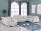 9762 Divanitalia 8-Piece U-Shaped Top Grain Italian Leather Sectional Sofa with 4 Power Recliners