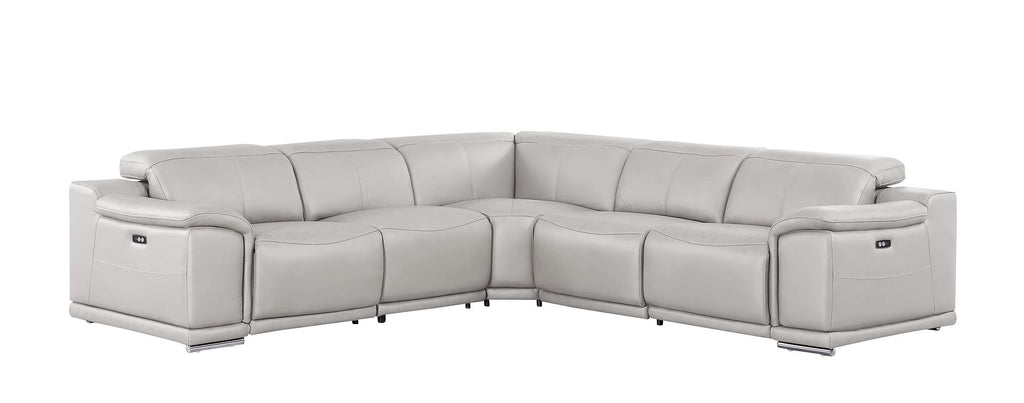 2679 5-Piece L-Shaped Power Reclining Sectional Sofa in Genuine Leather - 3 Recliners