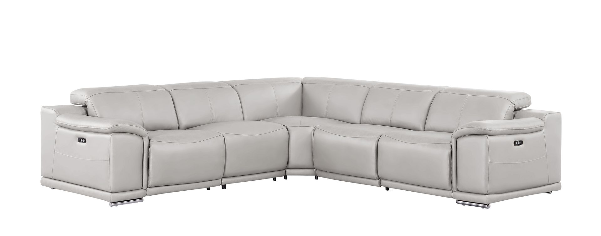 2679 5-Piece L-Shaped Power Reclining Sectional Sofa in Genuine Leather - 3 Recliners