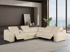 1116 Divanitalia 6-Piece L-Shaped Sectional Sofa in Top Grain Italian Leather with 3 Power Recliners & Power Headrests - Beige - SKU 1116-BEIGE-6PC-3PWR-SECTIONAL- GROUP