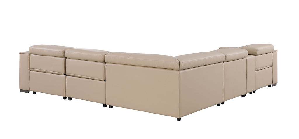 1208 6-Piece L-Shaped Leather Reclining Sectional Sofa with 3 Power Recliners