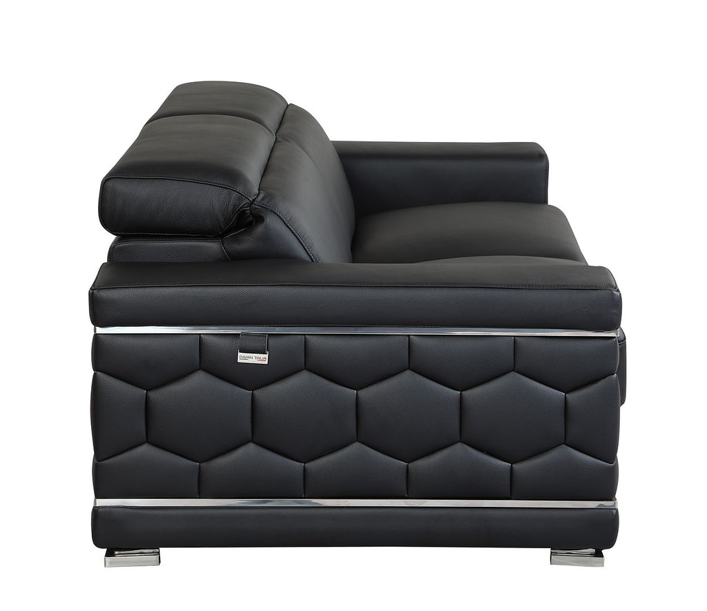 692 Divanitalia Sofa with Adjustable Headrest in Top-grain Italian Leather - Black - SKU 692-S-BLACK - view 5