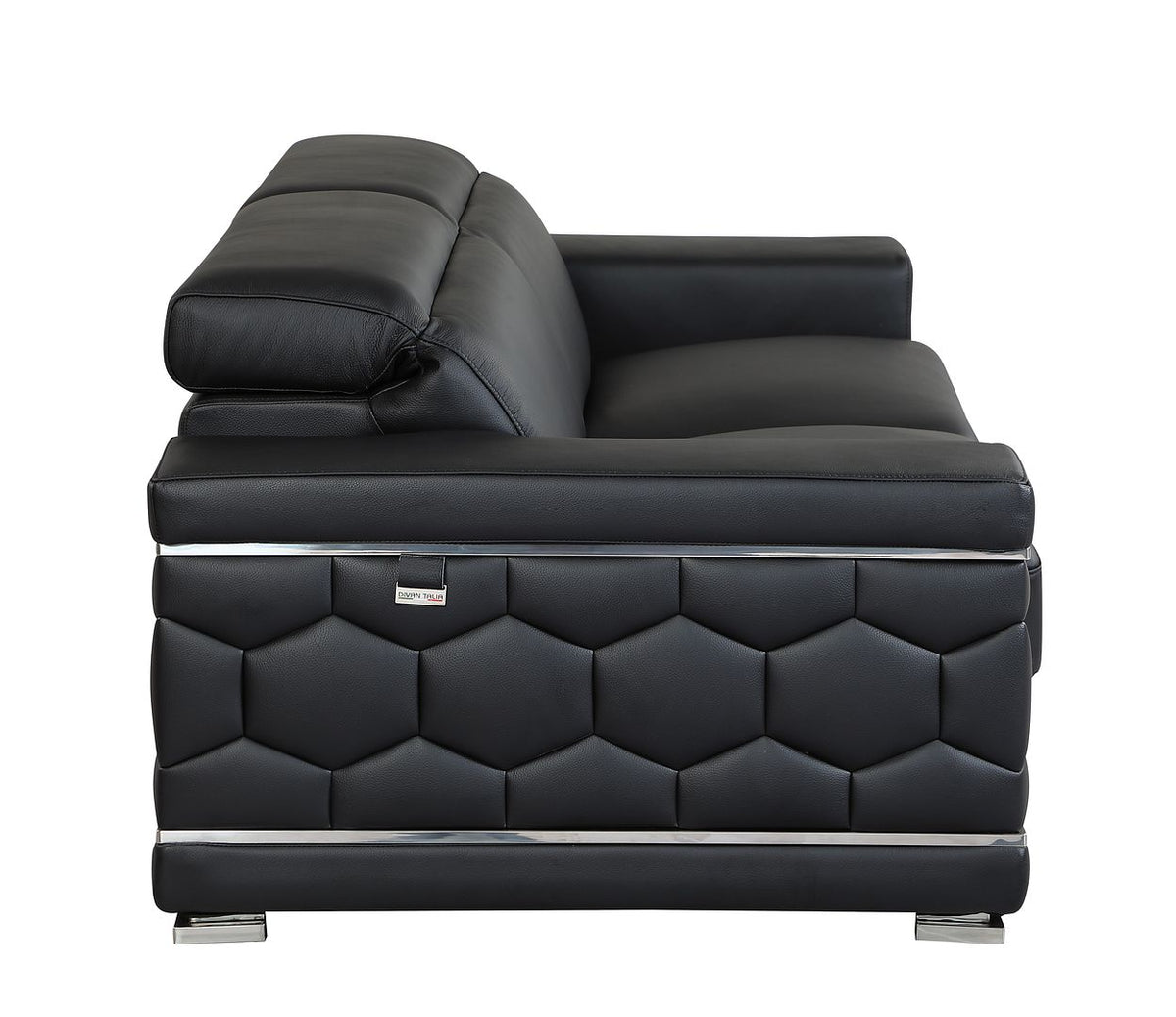 692 Divanitalia Sofa with Adjustable Headrest in Top-grain Italian Leather - Black - SKU 692-S-BLACK - view 5