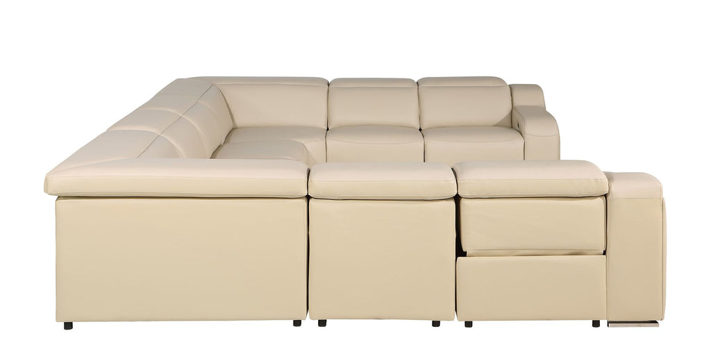 1116 Divanitalia 8-Piece U-Shaped Sectional Sofa in Top Grain Italian Leather with 4 Power Recliners & Power Headrests - Beige - SKU 1116-BEIGE-8PC-4PWR-U-NC-SECTIONAL-GROUP - view 7