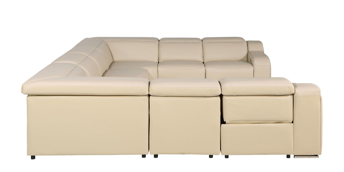 1116 Divanitalia 8-Piece U-Shaped Sectional Sofa in Top Grain Italian Leather with 4 Power Recliners & Power Headrests - Beige - SKU 1116-BEIGE-8PC-4PWR-U-NC-SECTIONAL-GROUP - view 7