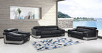 415 Divanitalia 3-Piece Sofa Set with Adjustable Headrest in Top-grain Italian Leather - Black - SKU 415- BLACK 3PC (S/L/CH) - GROUP