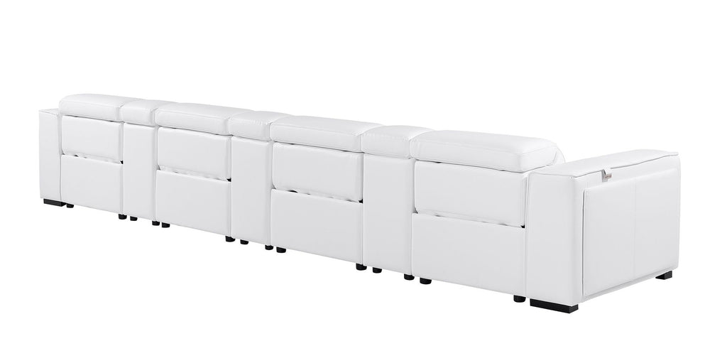 1224 Divanitalia 7-Piece Modular Power Reclining Sofa in Top Grain Italian Leather with 4 Power Recliners & Power Headrests