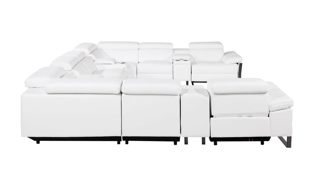 1246 Divanitalia 12-Piece U-Shaped Modular Power Reclining Sectional Sofa with 4 Power Recliners and Power Headrests - Top Grain Italian Leather - Black - SKU 1246-BLACK-12PC-4PWR-U-SECTIONAL - view 6