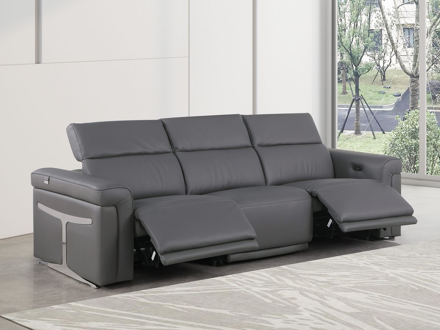 1126 Divanitalia 3-Piece Modular Power Reclining Sofa in Top Grain Italian Leather with 2 Power Recliners & Power Headrests