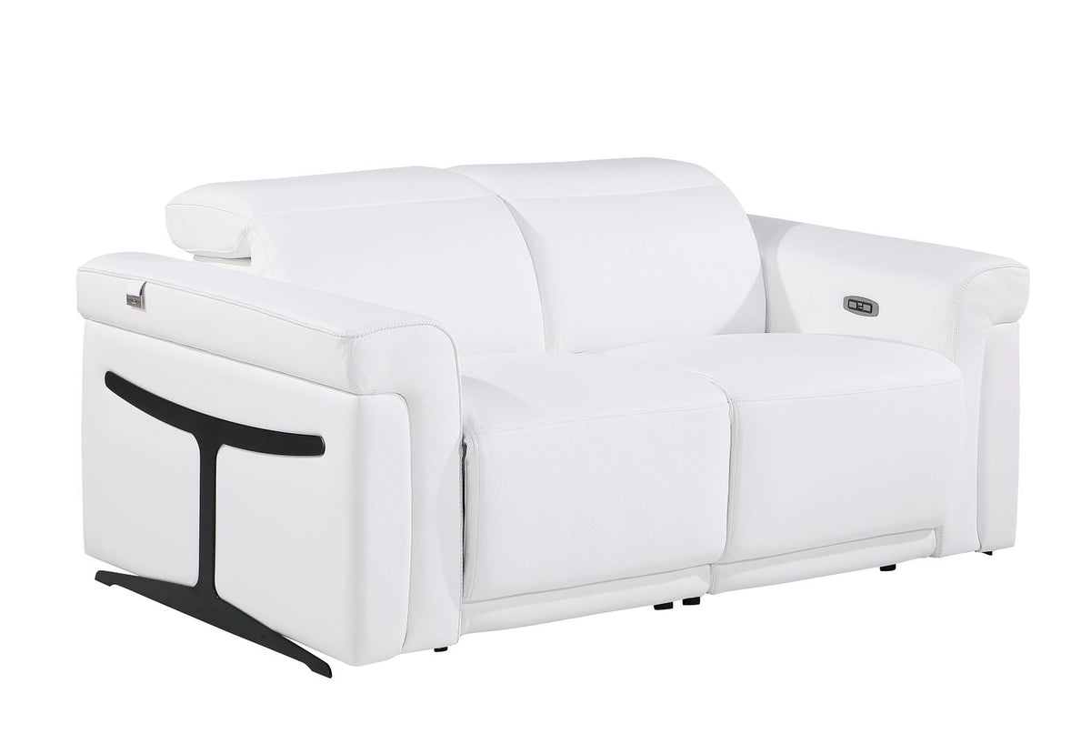 1126 Divanitalia Power Reclining Loveseat in Top Grain Italian Leather with 2 Power Recliners & Power Headrests - White - SKU 1126-WHITE-L - view 2