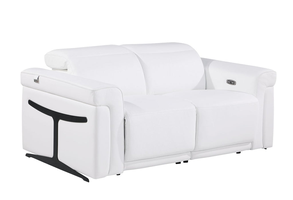 1126 Divanitalia Power Reclining Loveseat in Top Grain Italian Leather with 2 Power Recliners & Power Headrests