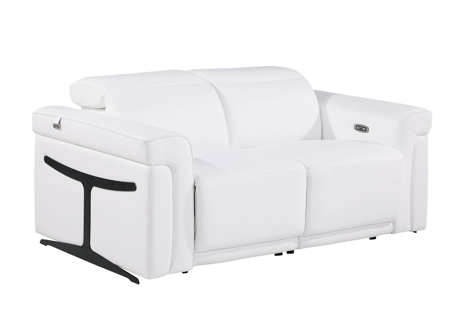 1126 Divanitalia Power Reclining Loveseat in Top Grain Italian Leather with 2 Power Recliners & Power Headrests