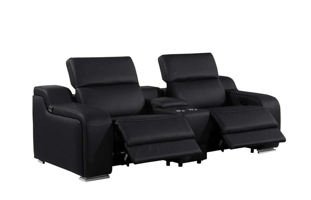 1116 Divanitalia 8-Piece Modular Power Reclining Sofa & Loveseat Set in Top Grain Italian Leather with 5 Power Recliners & Power Headrests - Black - SKU 1116-BLACK-8.5-HT - view 9