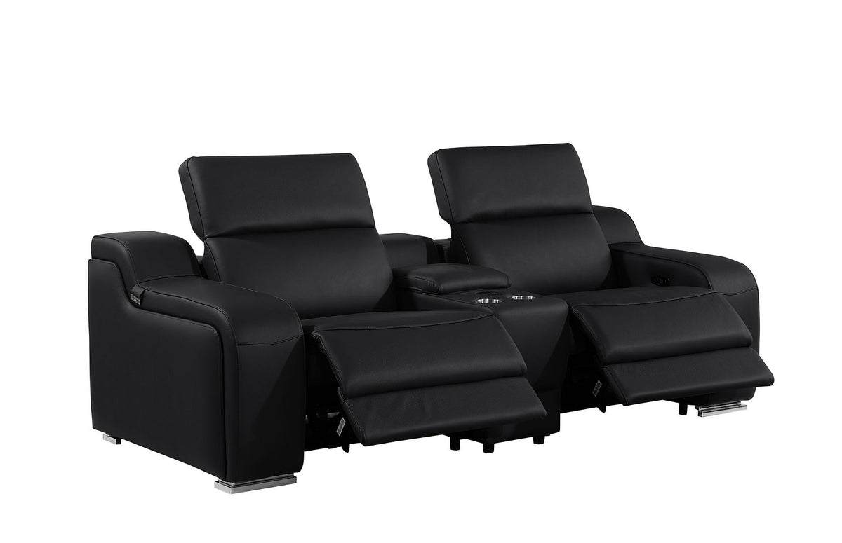 1116 Divanitalia 8-Piece Modular Power Reclining Sofa & Loveseat Set in Top Grain Italian Leather with 5 Power Recliners & Power Headrests - Black - SKU 1116-BLACK-8.5-HT - view 9