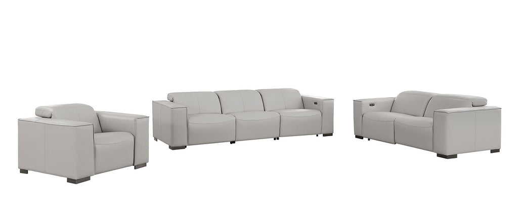 1208 Leather Reclining Set - Sofa, Loveseat & Chair with 6 Power Recliners - Light Grey - SKU 1208-LT-GREY-6.6-HT-3PC - view 3