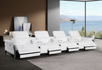 1246 Divanitalia Modular Power Triple Reclining Triple Console Sofa with Power Reclining Headrests - Top Grain Italian Leather