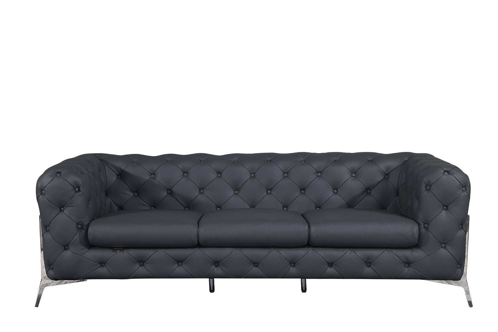 970 Divanitalia Sofa in Top-grain Italian Leather - Dark Grey