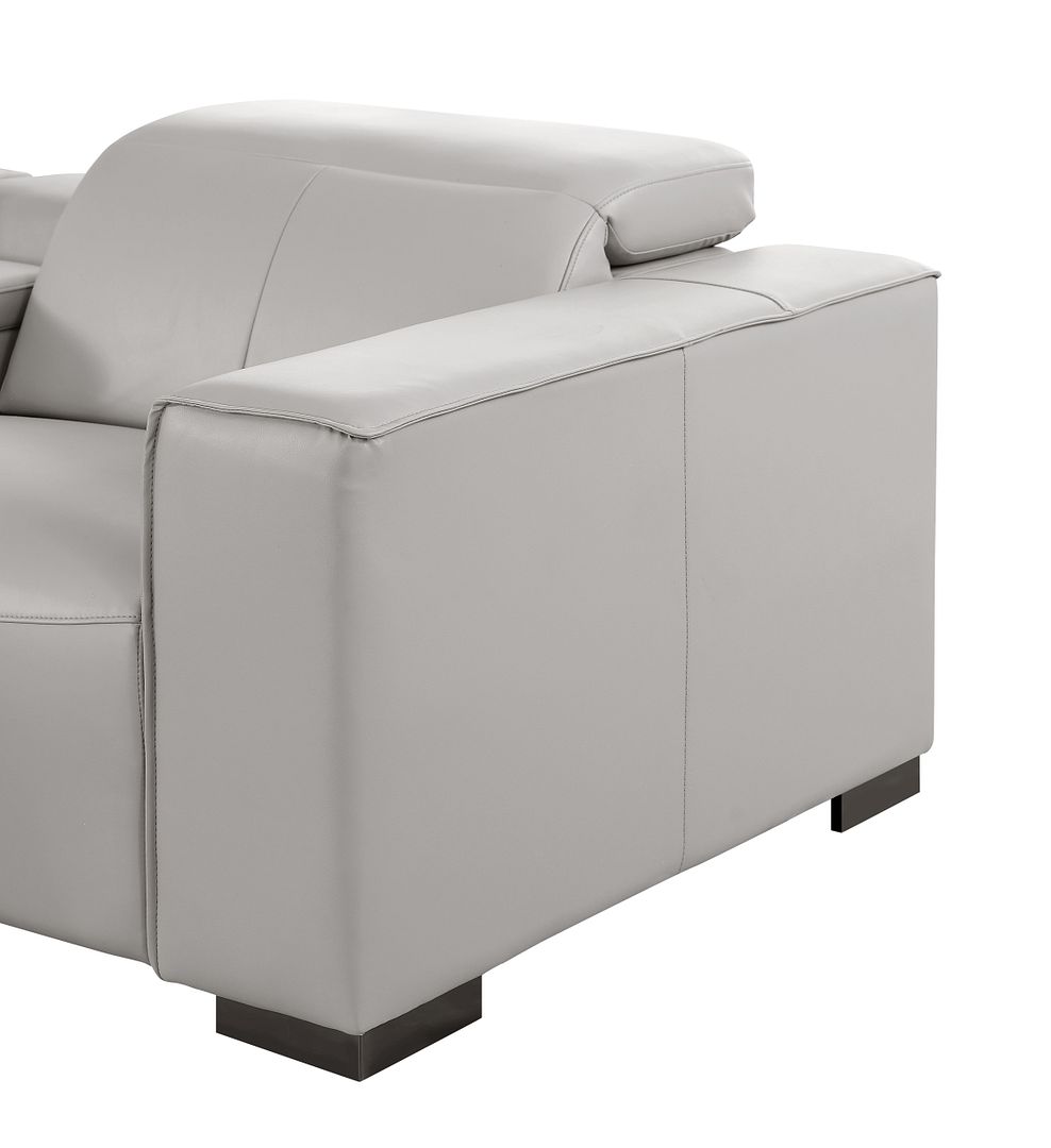 1208 Leather Sofa with 3 Power Recliners and Two Storage Consoles