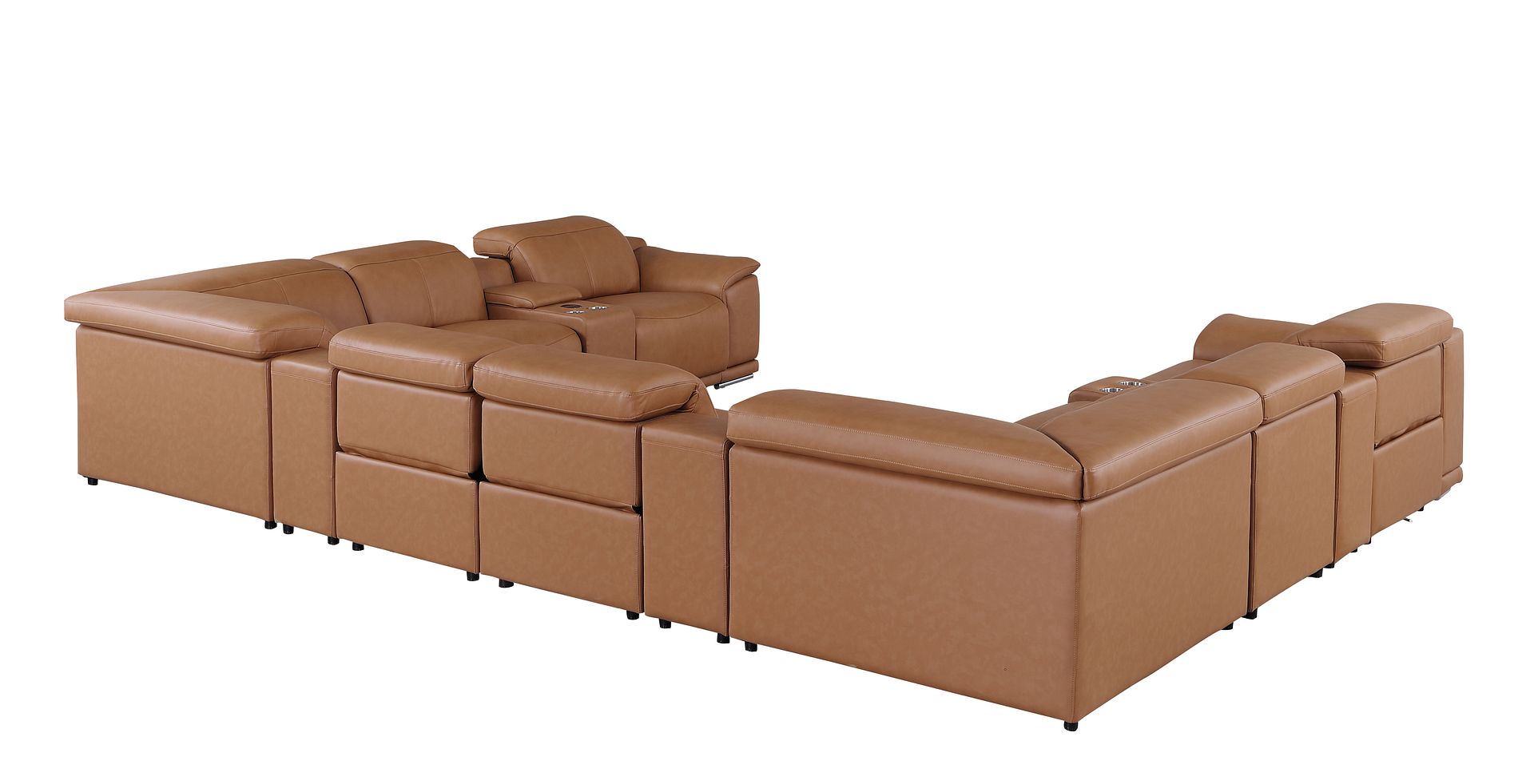 9762 Divanitalia 12-Piece U-Shaped Top Grain Italian Leather Sectional Sofa with 4 Power Recliners