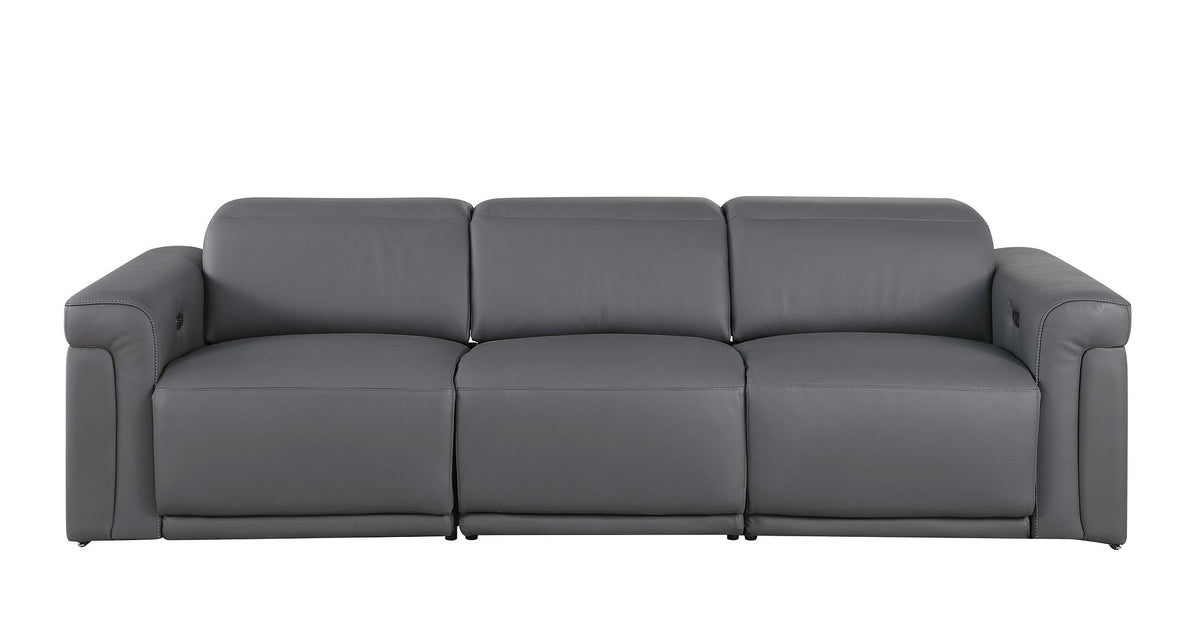 1126 Divanitalia 6-Piece Modular Power Reclining Sofa, Loveseat & Chair Set in Top Grain Italian Leather with 6 Power Recliners & Power Headrests - Dark Grey - SKU 1126-DK_GREY-6.6-HT-3PC - view 5