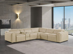 1224 Divanitalia 6-Piece L-Shaped Sectional Sofa in Top Grain Italian Leather with 3 Power Recliners & Power Headrests - Beige