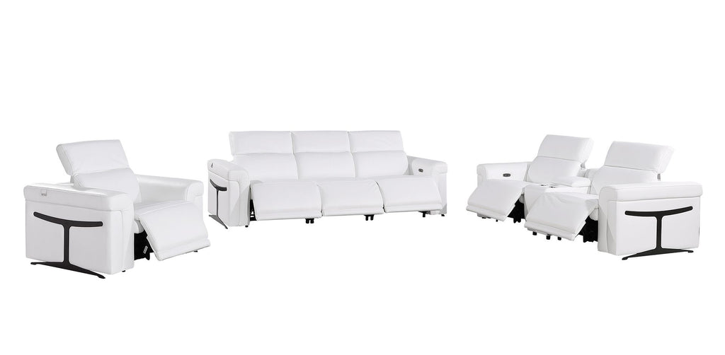 1126 Divanitalia 7-Piece Modular Power Reclining Sofa, Loveseat & Chair Set in Top Grain Italian Leather with 6 Power Recliners & Power Headrests - White - SKU 1126-WHITE-7.6-HT-3PC - view 4