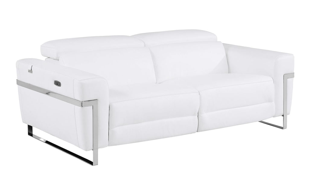 990 Divanitalia Power Reclining 2-Piece Sofa Set with Power Headrest in Top-grain Italian Leather - White - SKU 990-WHITE-2PC - view 6