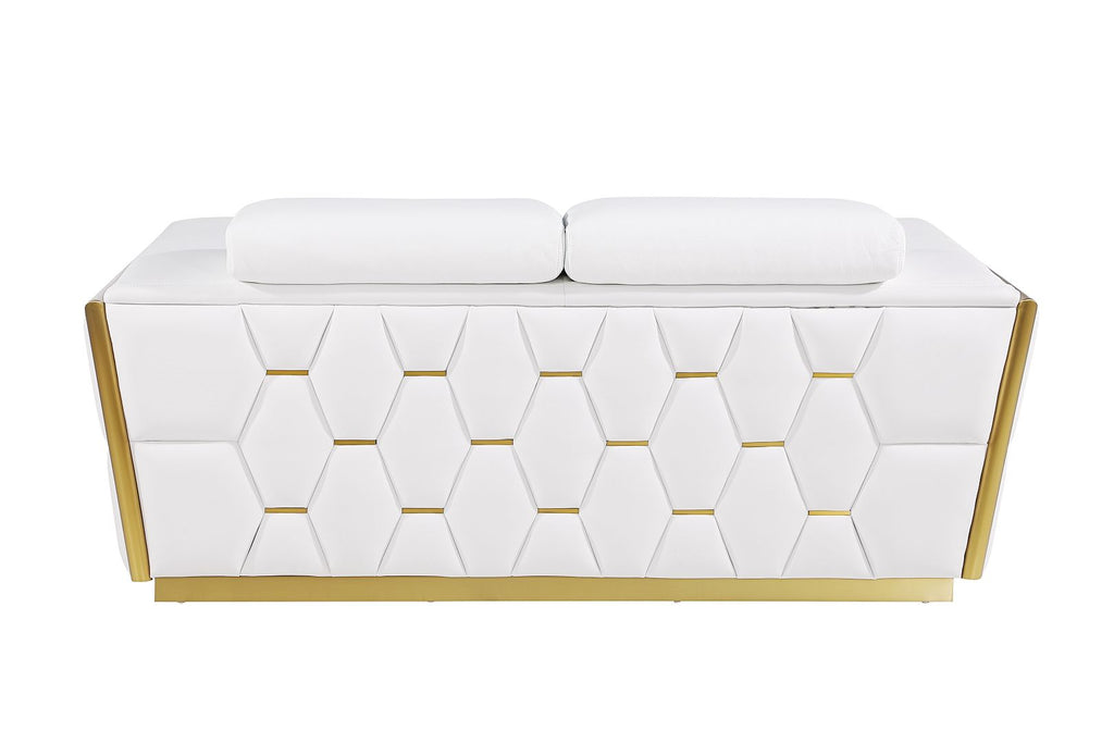 1111 Divanitalia 2-Piece Sofa Set with Adjustable Headrest in Top-grain Italian Leather - White - SKU 1111-WHITE-2PC - view 10