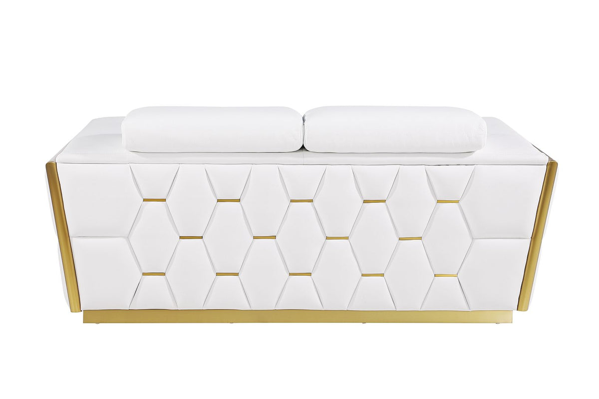 1111 Divanitalia 2-Piece Sofa Set with Adjustable Headrest in Top-grain Italian Leather - White - SKU 1111-WHITE-2PC - view 10