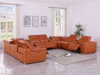 9762 Divanitalia 12-Piece U-Shaped Top Grain Italian Leather Sectional Sofa with 4 Power Recliners