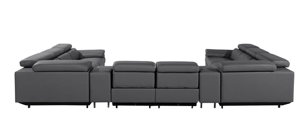 1246 Divanitalia 10-Piece U-Shaped Modular Power Reclining Sectional Sofa with 4 Power Recliners and Power Headrests - Top Grain Italian Leather