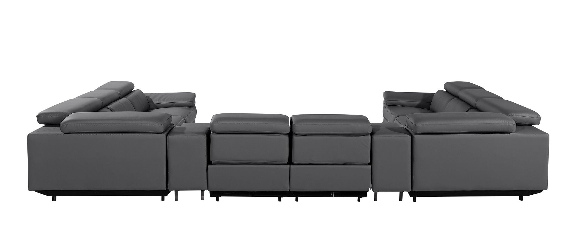 1246 Divanitalia 10-Piece U-Shaped Modular Power Reclining Sectional Sofa with 4 Power Recliners and Power Headrests - Top Grain Italian Leather