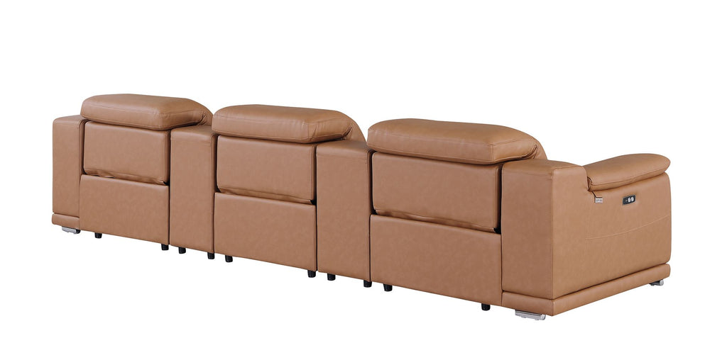 9762 Divanitalia 5-Piece Modular Power Reclining Sofa and Loveseat Set with 3 Power Recliners in Top Grain Italian Leather
