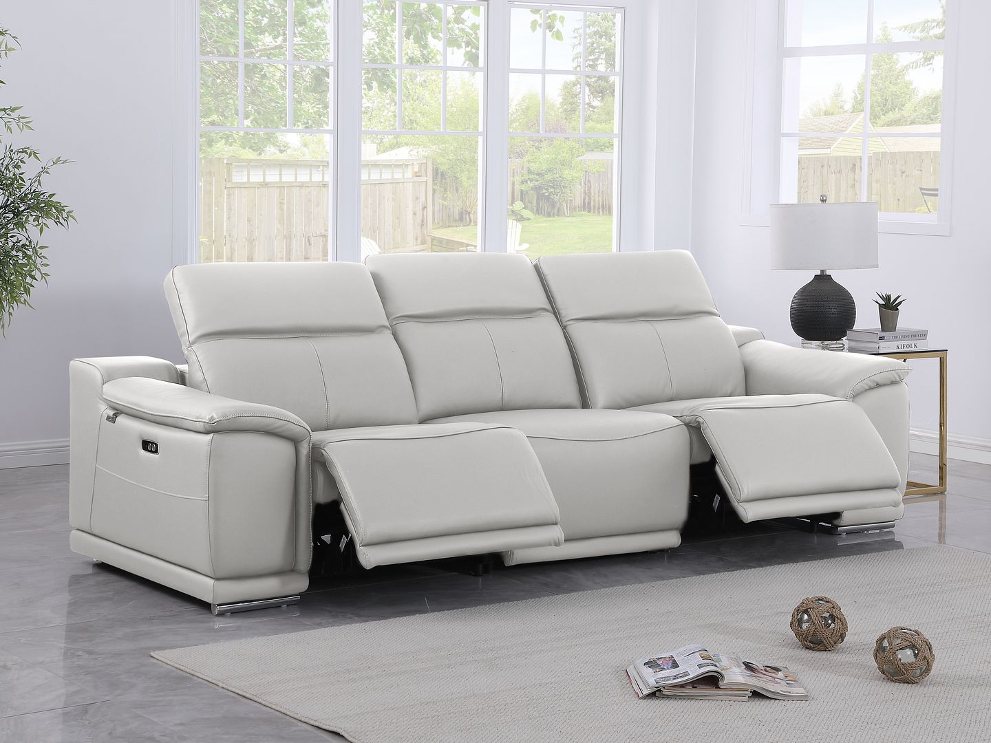 9762 Divanitalia 3-Piece Modular Power Reclining Sofa with 2 Power Recliners in Top Grain Italian Leather