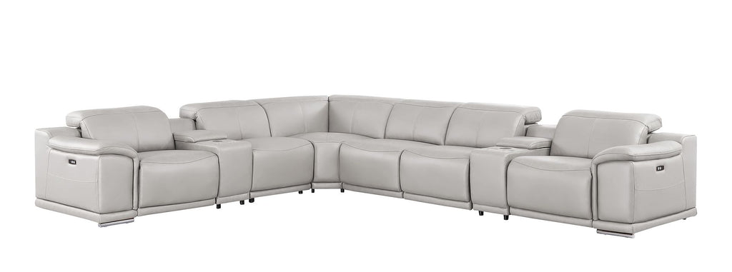 2679 8-Piece L-Shaped Power Reclining Sectional Sofa in Genuine Leather - 4 Recliners
