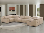 2679 8-Piece U-Shaped Power Reclining Sectional Sofa in Genuine Leather - 4 Recliners - Beige