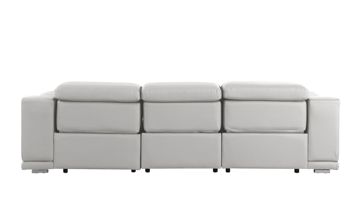 9762 Divanitalia 3-Piece Modular Power Reclining Sofa with 3 Power Recliners in Top Grain Italian Leather - Light Grey - SKU 9762-LT-GREY-3.3-HT - view 7