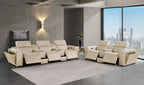 1224 Divanitalia 8-Piece Modular Power Reclining Sofa & Loveseat Set in Top Grain Italian Leather with 5 Power Recliners & Power Headrests - Beige - SKU 1224-BEIGE-8.5-HT-2PC - view 2
