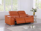 9762 Divanitalia 2-Piece Modular Power Reclining Console with 2 Power Recliners in Top Grain Italian Leather