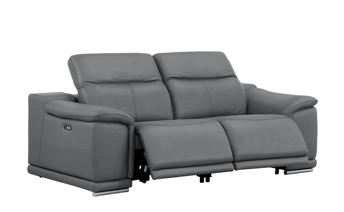 2679 Power Reclining Sofa, Loveseat & Chair Set in Genuine Leather - 5 Recliners - Dark Grey - SKU 2679-DK-GRAY-6.5-HT-3PC - view 4