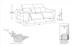 9762 Divanitalia 2-Piece Modular Power Reclining Console with 2 Power Recliners in Top Grain Italian Leather