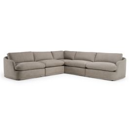 Chantry - Modern Grey Sand Fabric Sectional Sofa
