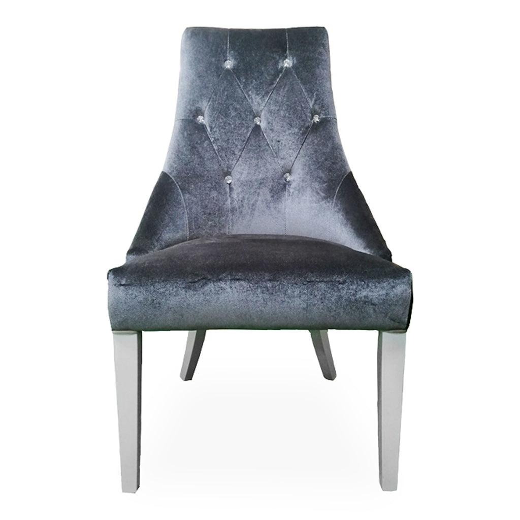Charlotte - Grey Velour & White High Gloss Dining Chair (Set of 2) - Grey Velour & White High Gloss Dining Chair (Set of 2)