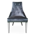 Charlotte - Grey Velour & White High Gloss Dining Chair (Set of 2) - Grey Velour & White High Gloss Dining Chair (Set of 2)
