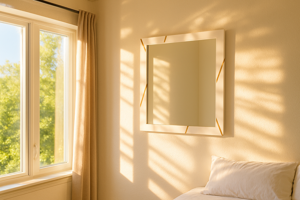 Nixa - Modern White & Gold Mirror - Modern White & Gold Mirror