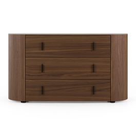Chelton - Contemporary White Ceramic & Walnut 3-Drawer Dresser