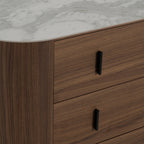 Chelton - Contemporary White Ceramic & Walnut 3-Drawer Dresser