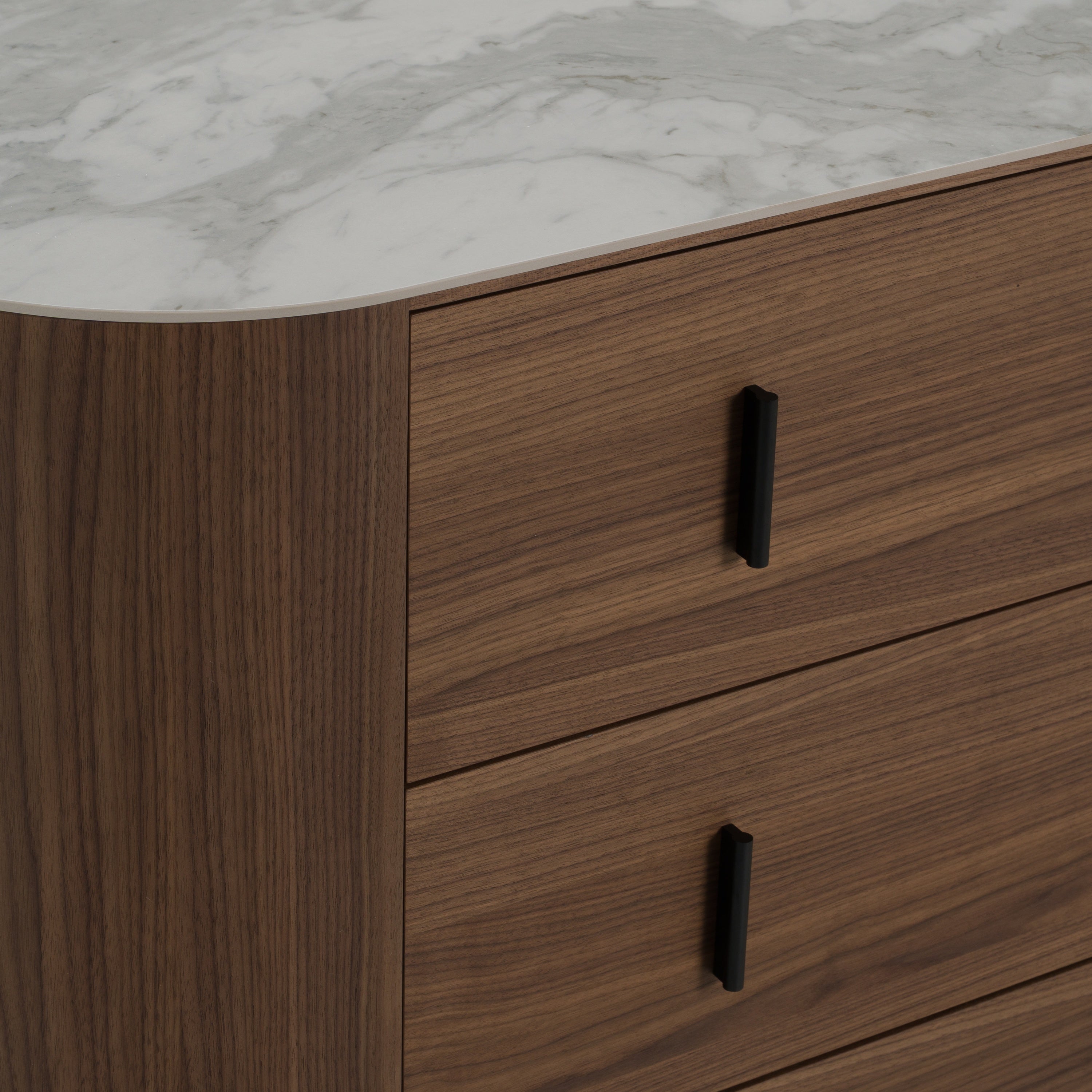 Chelton - Contemporary White Ceramic & Walnut 3-Drawer Dresser