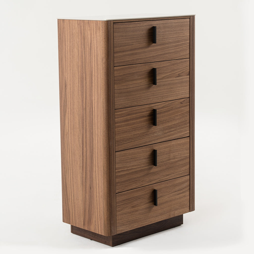 Chelton - Contemporary Walnut and White Ceramic Chest