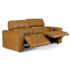 Chevak - Modern Brown Leather Sofa with 2 Recliners